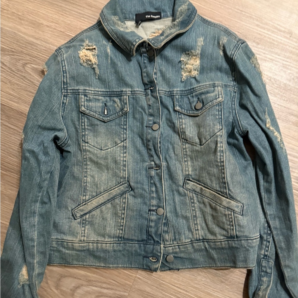 The Kooples Distressed Blue Jean Jacket